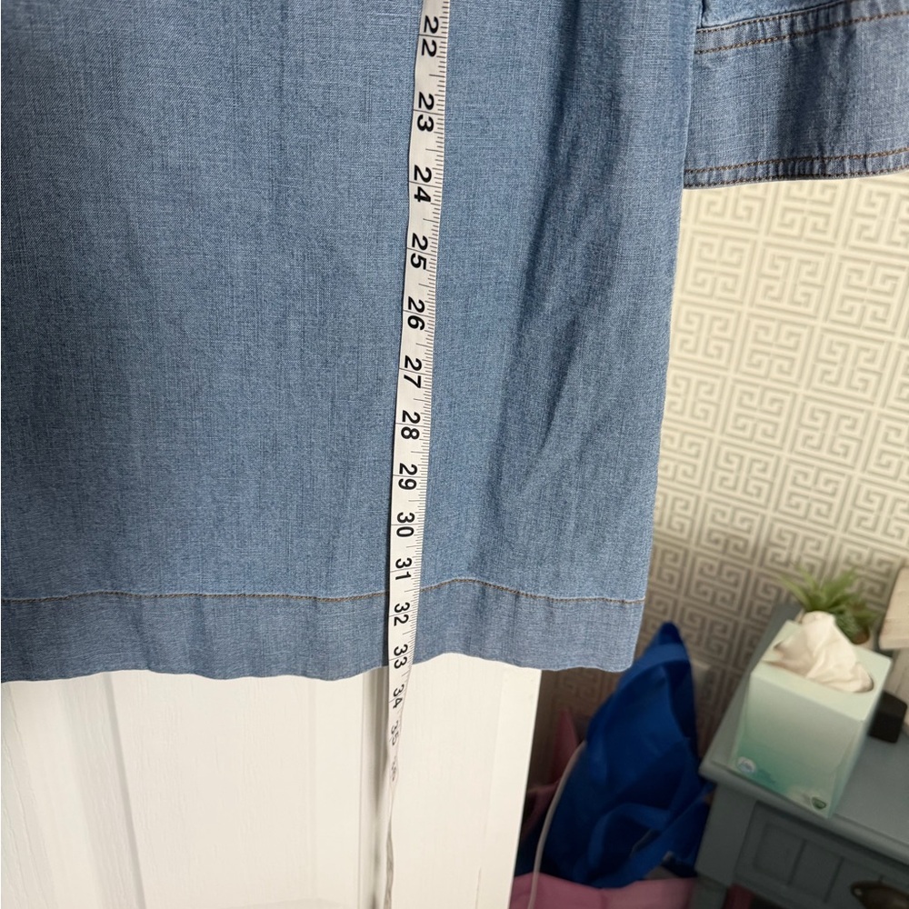 J. Crew Chambray Button-Up Shirt Dress in Light Blue - Picture 7 of 8